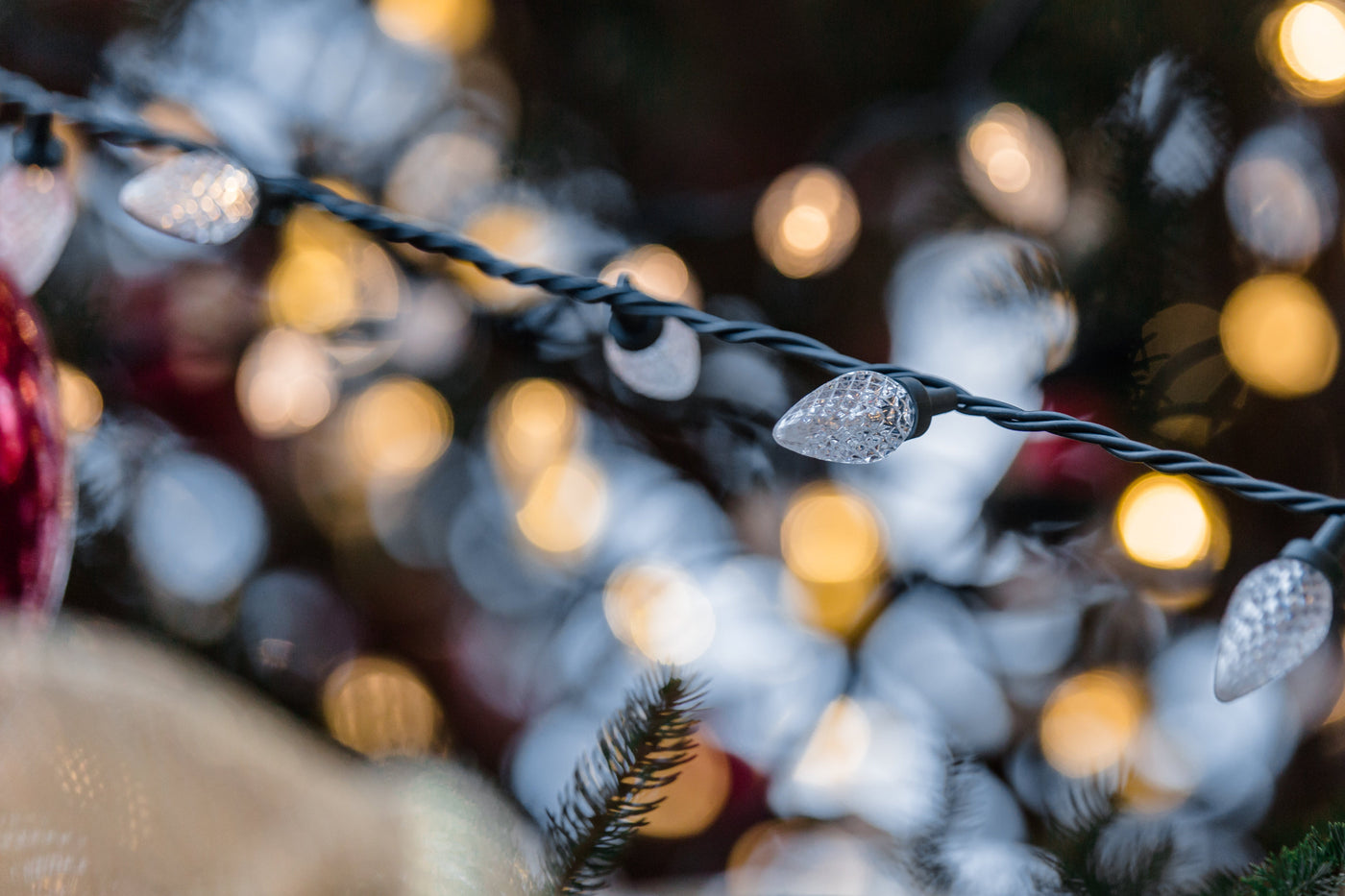 Guirlande lumineuse de Noël en gros plan