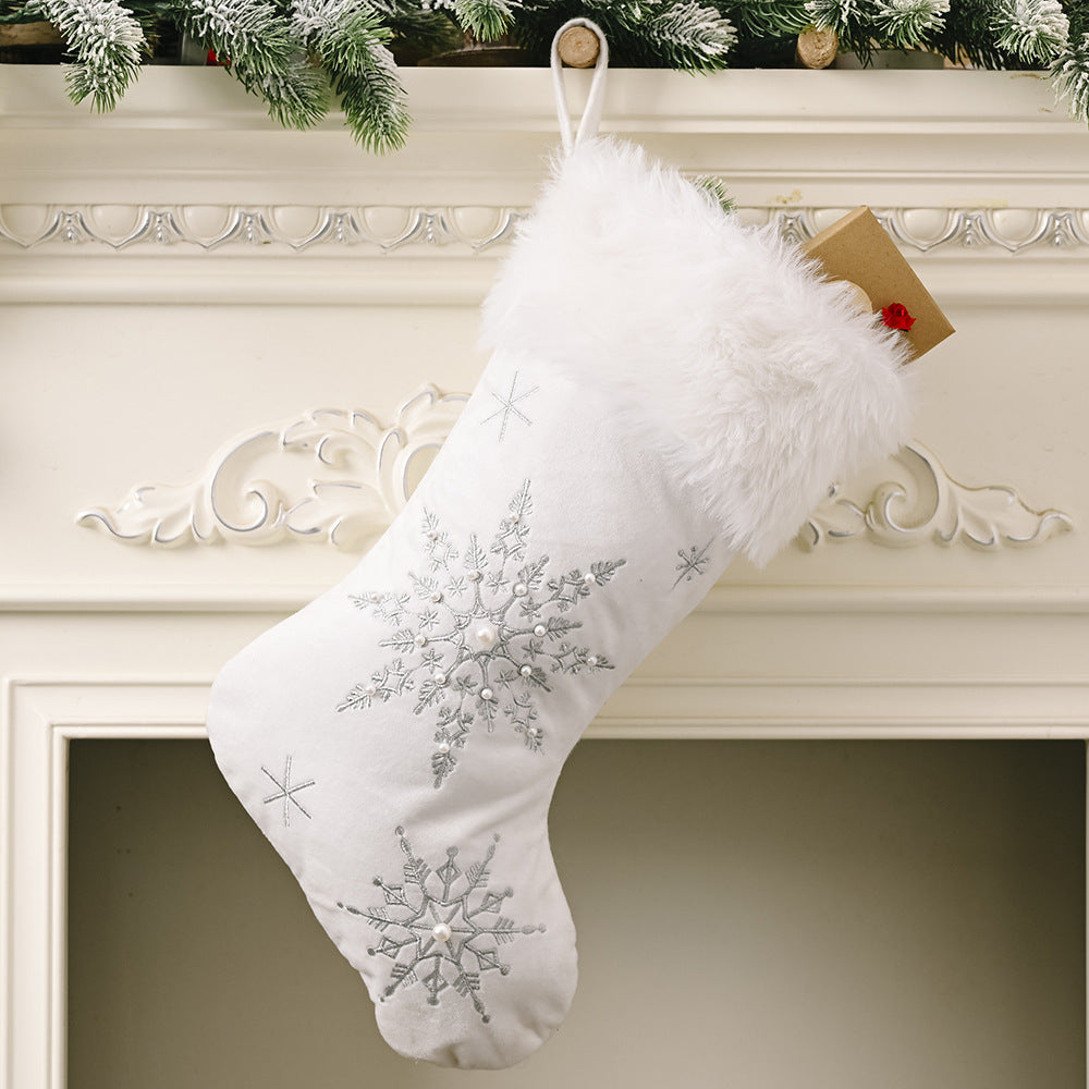 Chaussette de Noël — Flocons, argent ou or — vue 5 sur 6