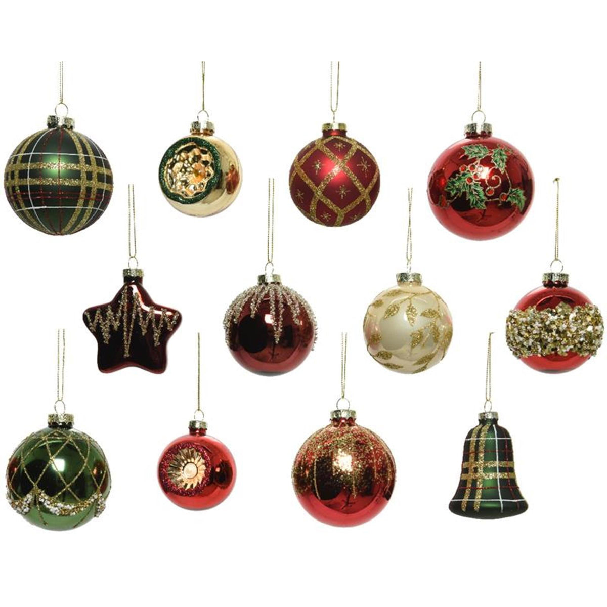 Coffret de 12 boules de Noël en verre — Decoris