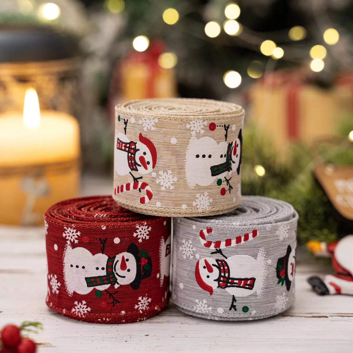 Ruban décoratif — Bonhomme de neige — vue 2 sur 6