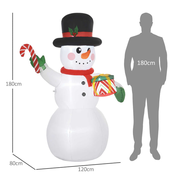 Bonhomme de neige gonflable lumineux — dimensions à l'échelle