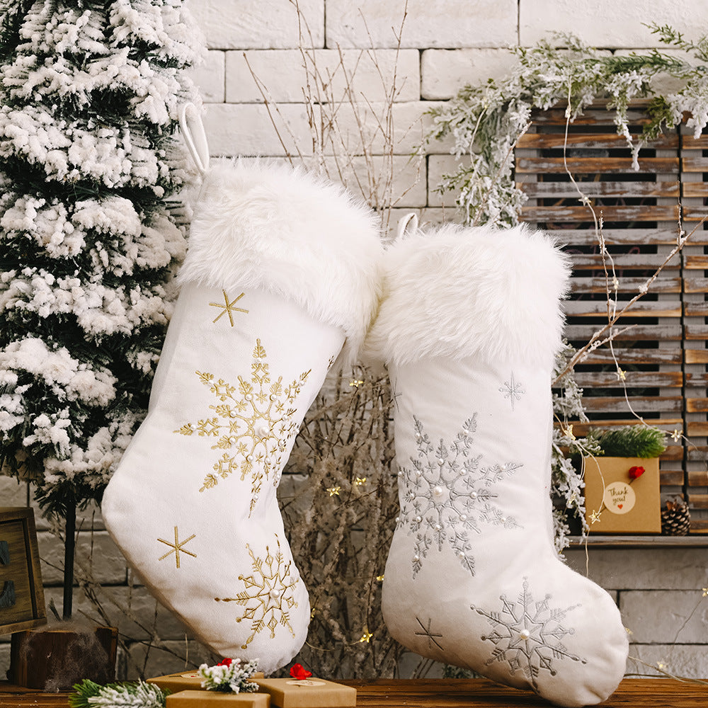 Chaussette de Noël — Flocons, argent ou or — vue 3 sur 6