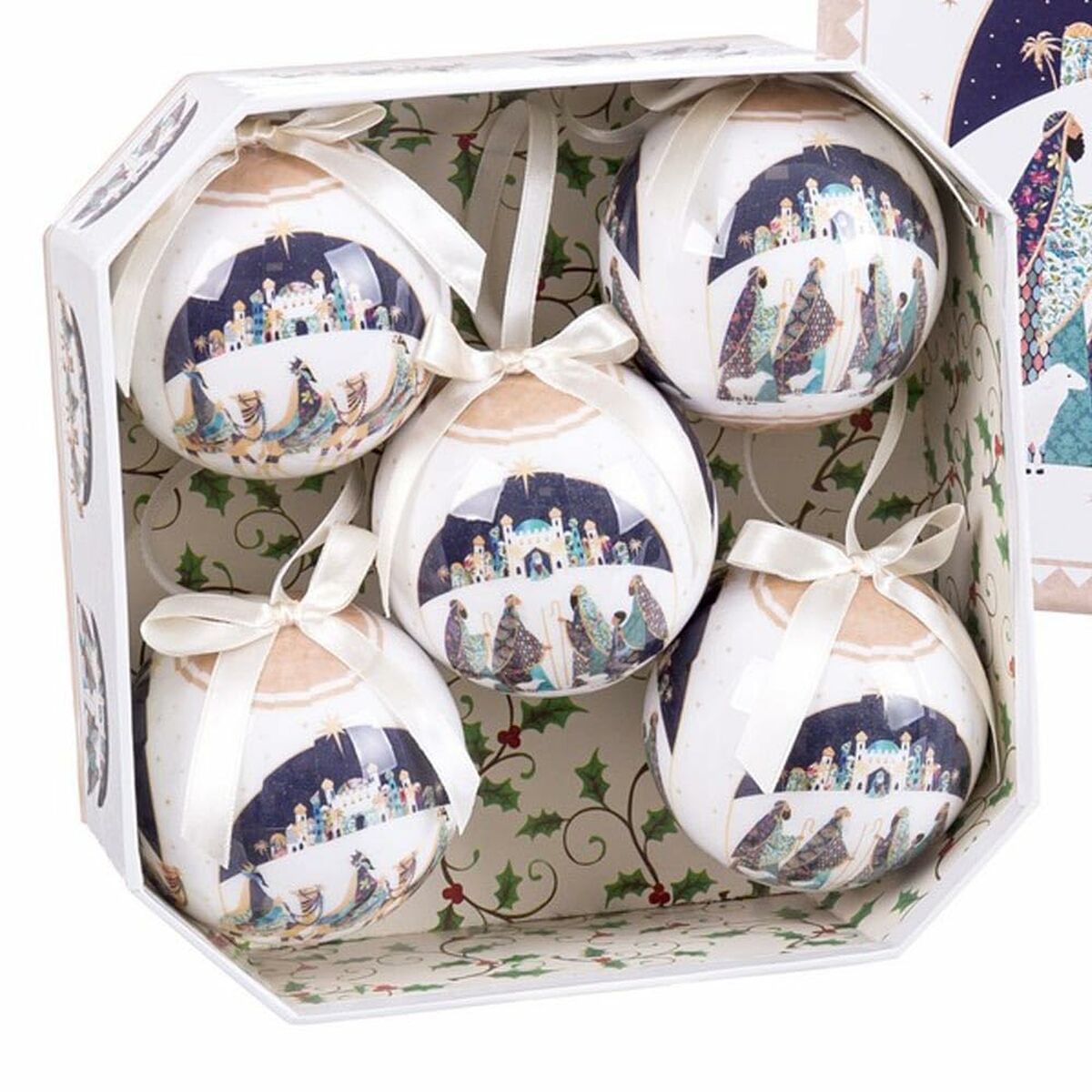 Boules de Noël multicolores — Lot de 5 — vue 1 sur 3