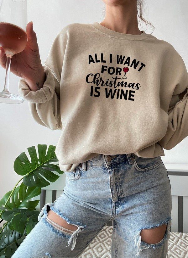 Sweat de Noël « All I Want For Christmas Is Wine » — vue 5 sur 6