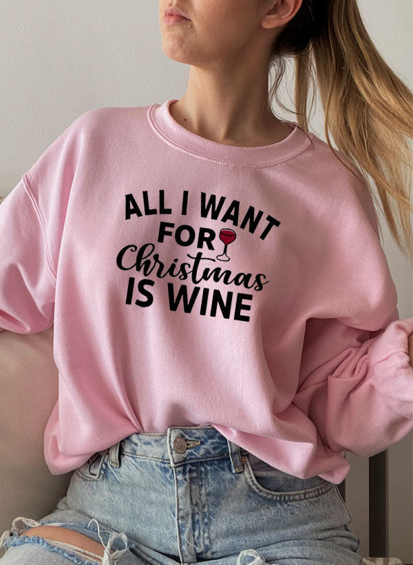 Sweat de Noël « All I Want For Christmas Is Wine » — vue 2 sur 6