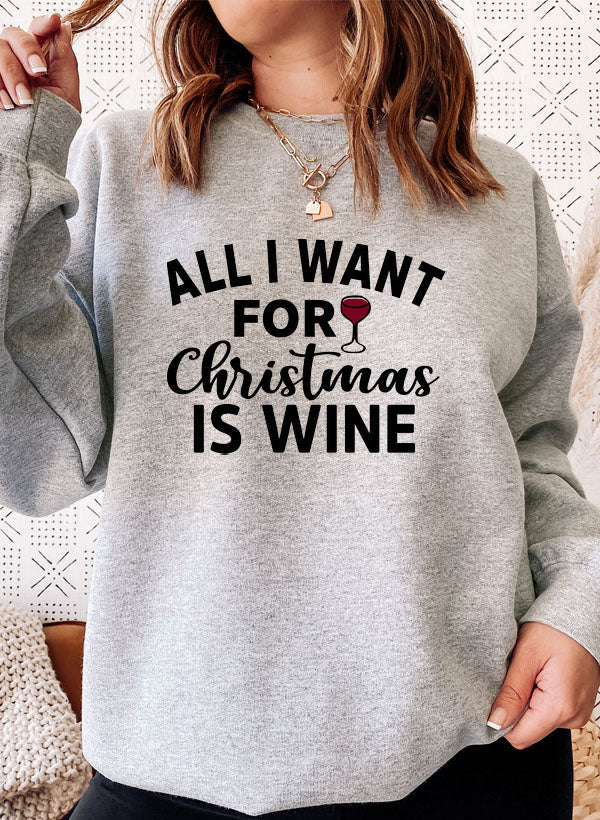 Sweat de Noël « All I Want For Christmas Is Wine » — vue 4 sur 6