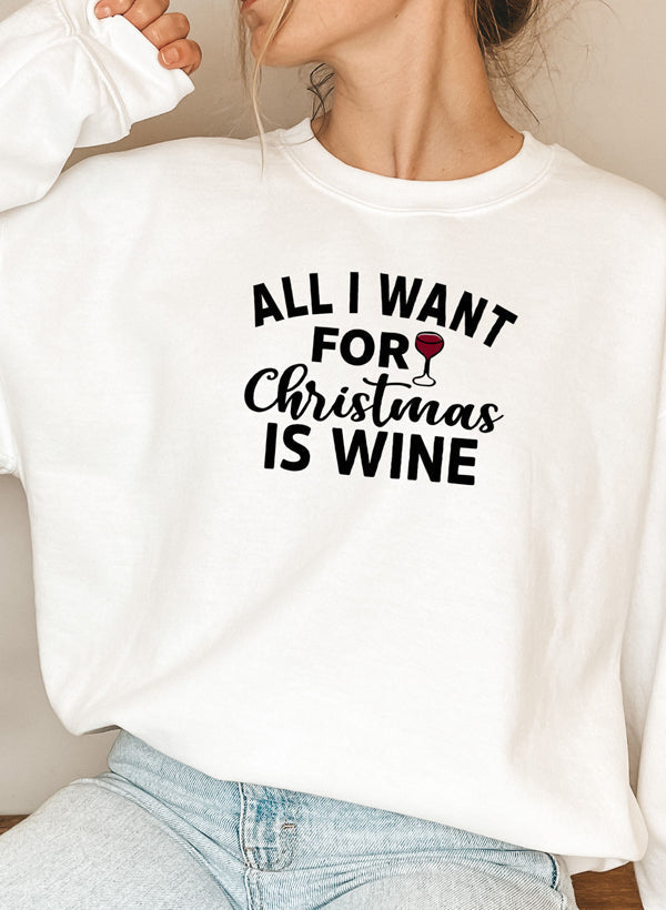 Sweat de Noël « All I Want For Christmas Is Wine » — vue 3 sur 6