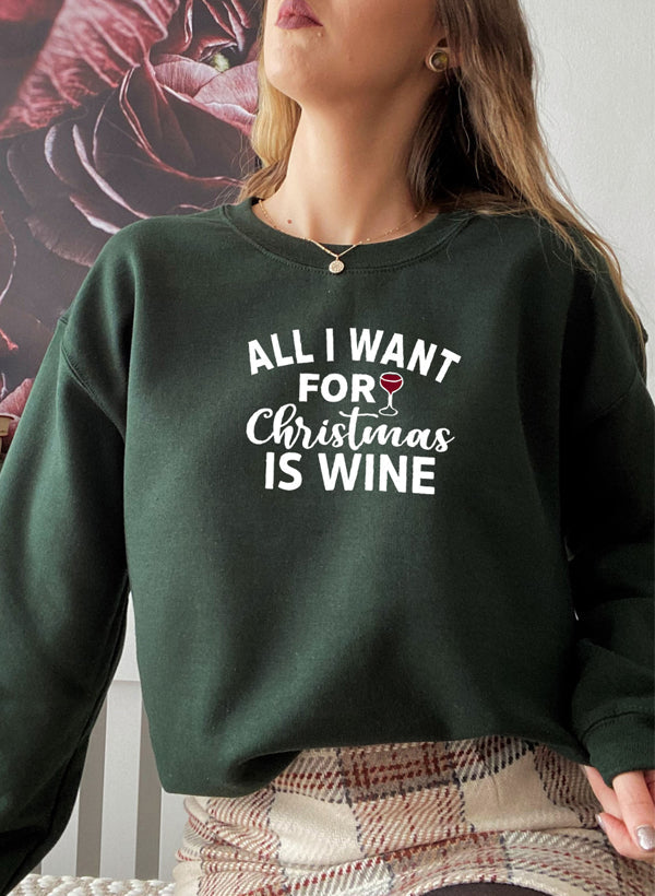 Sweat de Noël « All I Want For Christmas Is Wine » — vue 1 sur 6