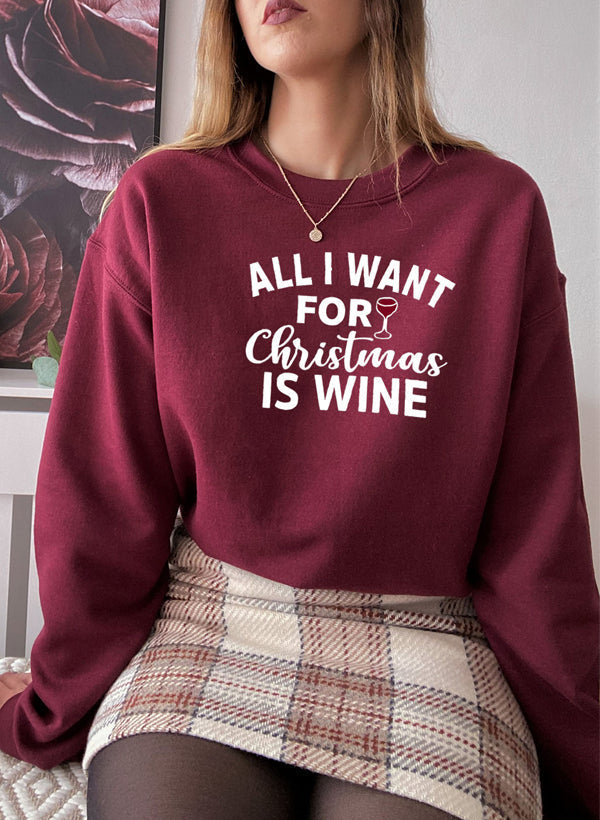Sweat de Noël « All I Want For Christmas Is Wine » — vue 6 sur 6