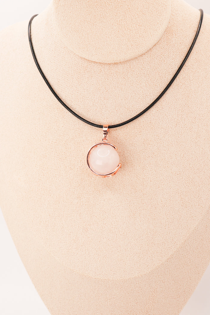 Pendentif Sphère de Lune en quartz rose — photo 2