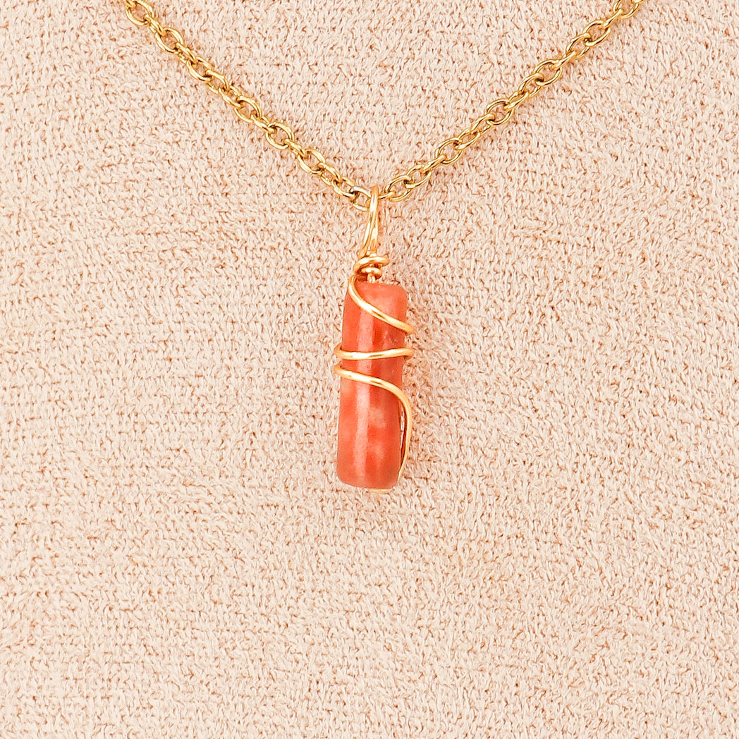 Pendentif Mini piliers en jade, fleurs de prunier — photo 1
