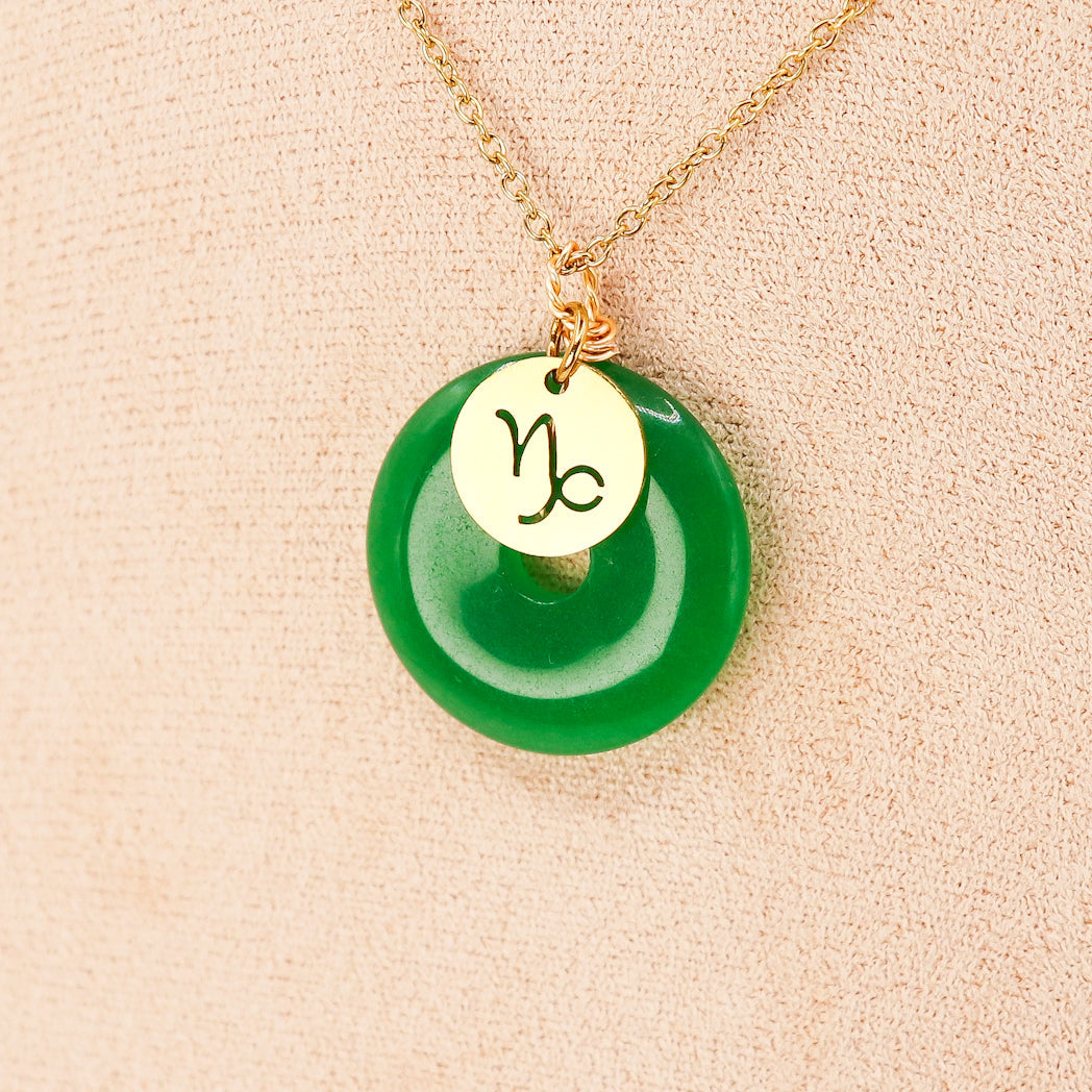 Pendentif Donut en jade personnalisable + charm astro — photo 1