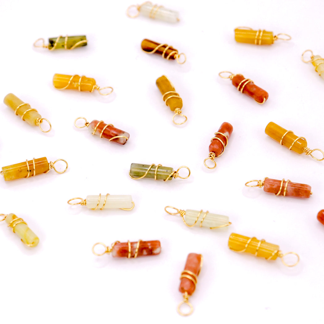 Pendentif Mini piliers en jade, fleurs de prunier — photo 2