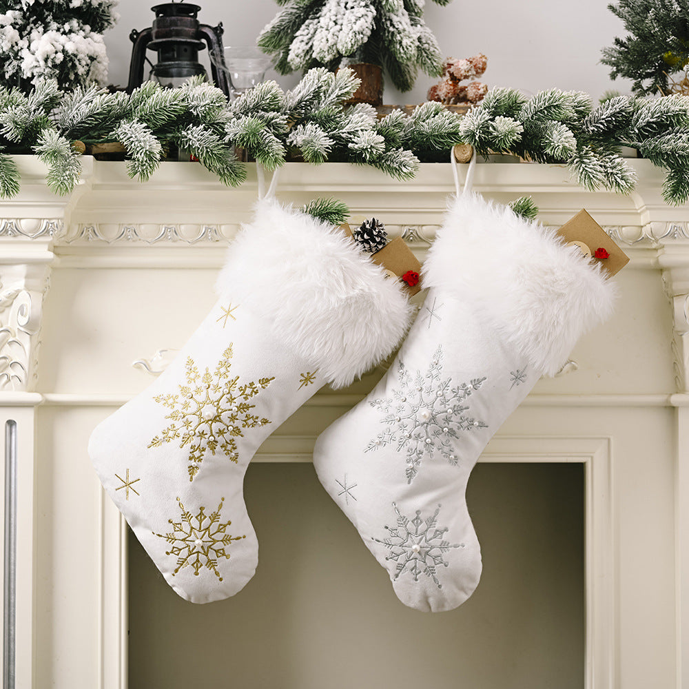 Chaussette de Noël — Flocons, argent ou or — vue 2 sur 6