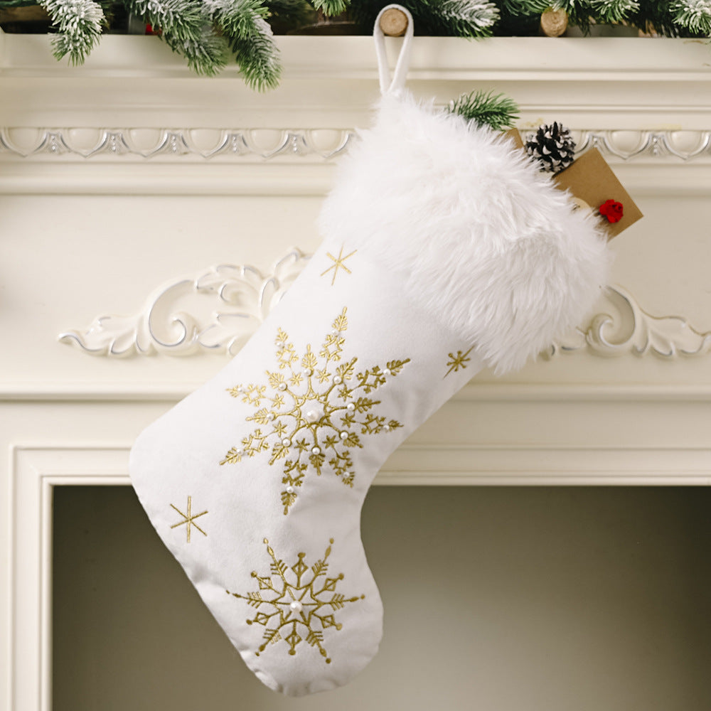 Chaussette de Noël — Flocons, argent ou or — vue 4 sur 6