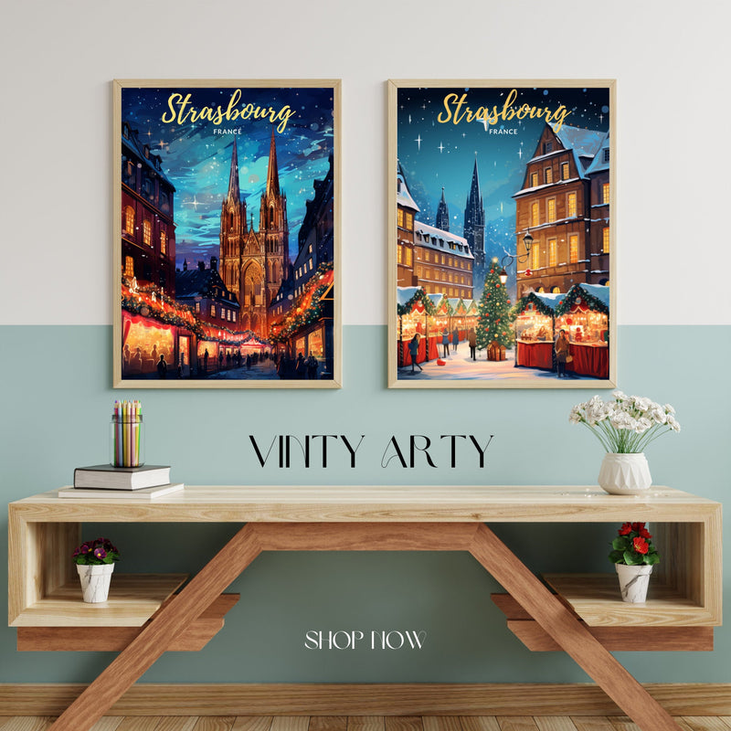 Affiche Strasbourg — Cathédrale et sapin