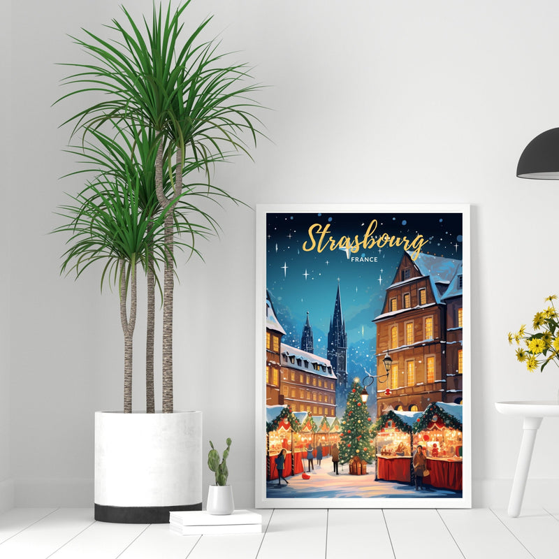 Affiche Strasbourg — Cathédrale et sapin