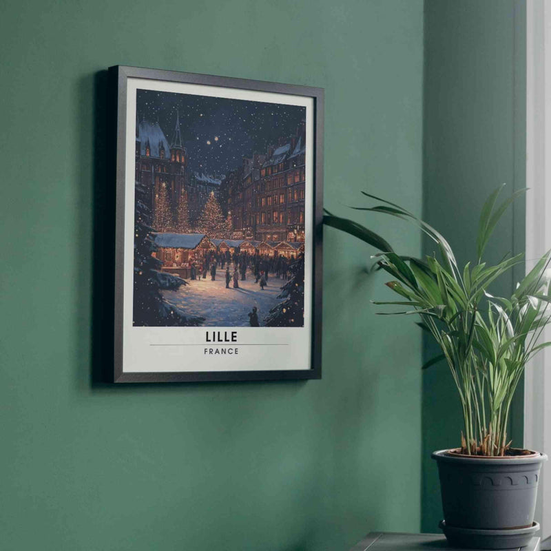 Affiche Lille — La Grand-Place sous la neige