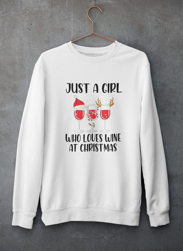 Sweat de Noël « Just A Girl Who Loves Wine At Christmas »