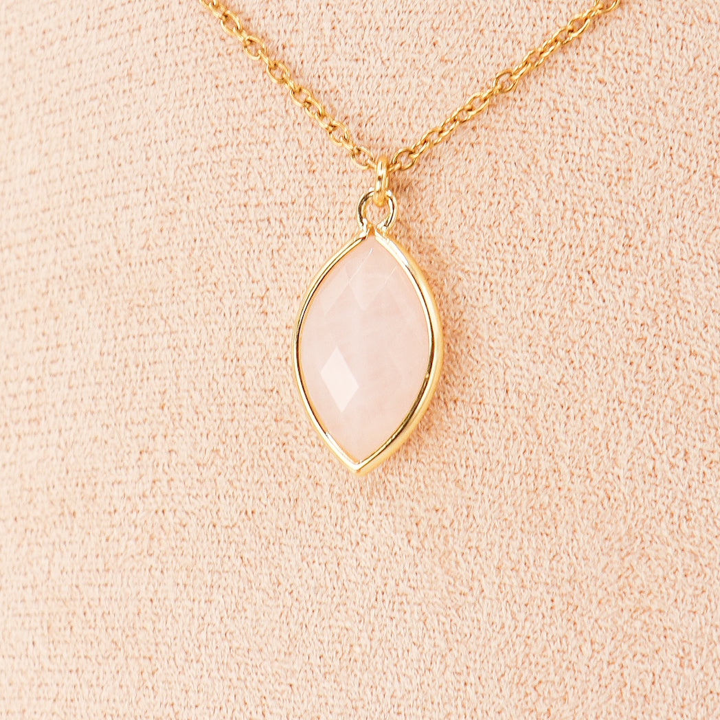 Pendentif Amande en quartz rose — photo 1